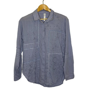 Women's XS Anthropologie Handkerchief Button Down Eyelet Embroidered Shirt